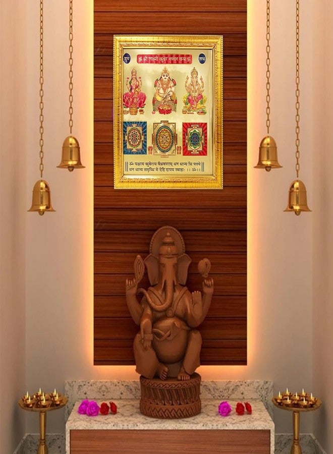 Nature Blaze Shree Laxmi Kuber Ganesh Yantra | Yantram 11 * 11 Inch Hindu Amulet-Blessed & Energized Premiun Quality, Enameled Gold Plated-Ultimate Yantra For Diwali Dipawali Puja Gift - Image 3